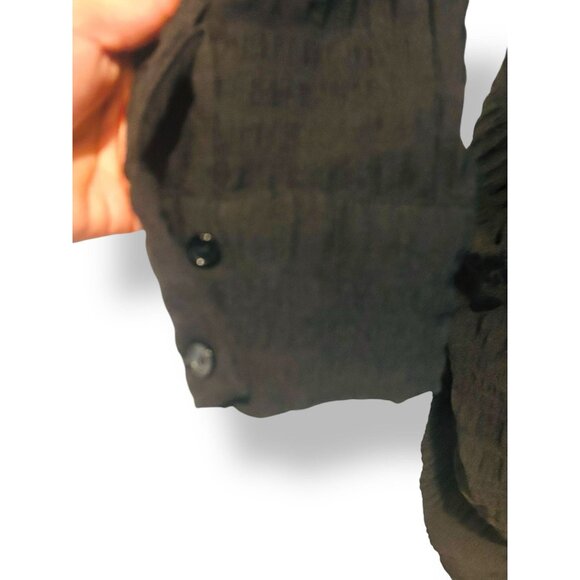 PrettyLittleThing Plus Sz 16 Black Long Sleeve Shirt Dress Ruched Hem Midi Maxi - Picture 9 of 15